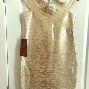 Gold Foil Bandage Dress